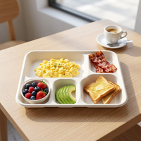 Groothandel Bulk Wegwerp Biologisch afbreekbare 5-compartimenten Bagasse Lunchschotel Ecologisch met deksel