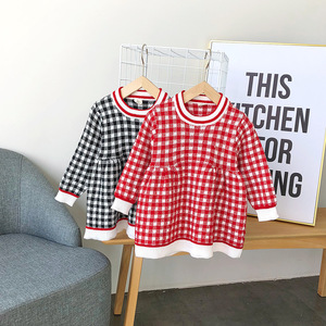 Korean Kids Clothes Wholesale Latest Casual Long Sleeve Baby Girl Dress With Plaid From China Supplier - Product Image 2
