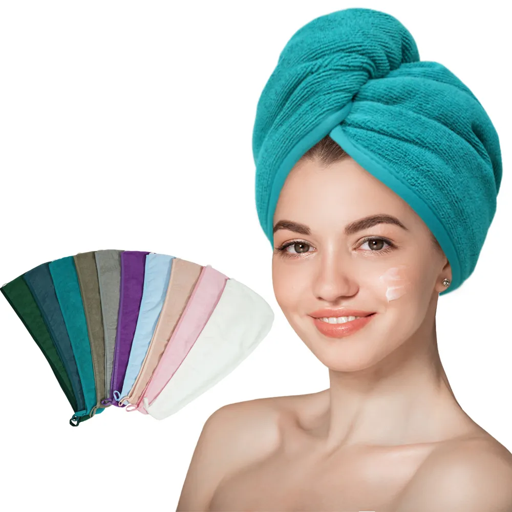 China Wholesale Custom Logo best quick dry hair drying towel Microfiber Head hair towel turban wrap for women