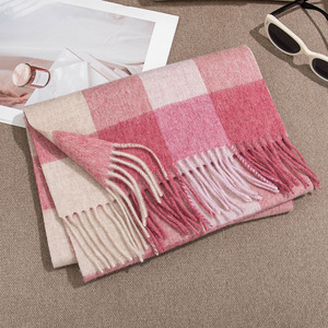 Bufanda de Lana Pura de Alta Gama para Mujer, Gruesa, con Estampado a Cuadros, Cálida, para Todas las Temporadas - Product Image 4
