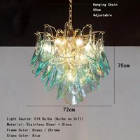 Lustre LED en verre de Murano vintage, design rétro de luxe, hauteur réglable, lumière suspendue longue et moyenne à intensité variable pour salon