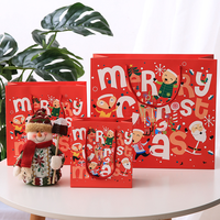 Sac en papier kraft écologique imprimé personnalisé FSC Père Noël rouge sac à provisions recyclé pour emballage cadeau 'Joyeux Noël'