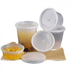 Disposable Hard Plastic Soup Food <b>Storage</b> Deli <b>Containers</b> Leakproof Airtight Lid Eco-Friendly Food Grade Material 16oz BPA Free - Product Image 5