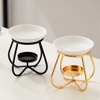 Brûleur d'aromathérapie créatif en céramique noir et blanc à quatre pétales, lampe à huile essentielle, bougie domestique, stock de cire