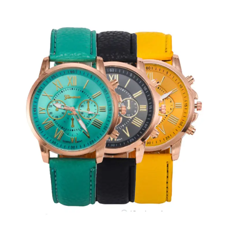 three eyes Geneva Watches Women Men Casual Roman Numeral Watch For Men Women PU Leather Quartz Wrist Watch relogio Clock