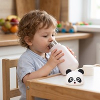Bouteille d'eau miniature isotherme en acier inoxydable 316 de 10 oz avec couvercle, tête d'animal en silicone 3D personnalisée pour enfant, idéale pour les voyages et l'école