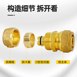 Accesorios de Compresión de Aluminio-Plástico y Cobre para Calentadores de Agua Directos, Diámetro Igual de 4/5/6/1 Pulgadas para Tuberías de Calefacción - Product Image 3