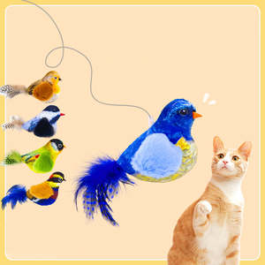 Juguete Ecológico para Gatos con Plumas de Pájaro, Interactivo, con Batería, Simulación de Canto de Pájaro, para Jugar con Mascotas - Product Image 4