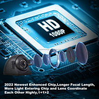 Caméra de recul HOPE avec coque métallique, 12 LED infrarouges, vision nocturne, étanche IP68, 1080P AHD
