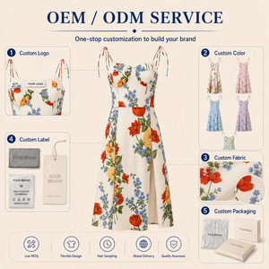 Vestido Midi de Verano con Estampado Floral Digital, Escote <span class=keywords><strong>Corazón</strong></span> y Tirantes Finos para Mujer, Vestido Sexy de Playa, Venta al por Mayor OEM ODM - Product Image 2