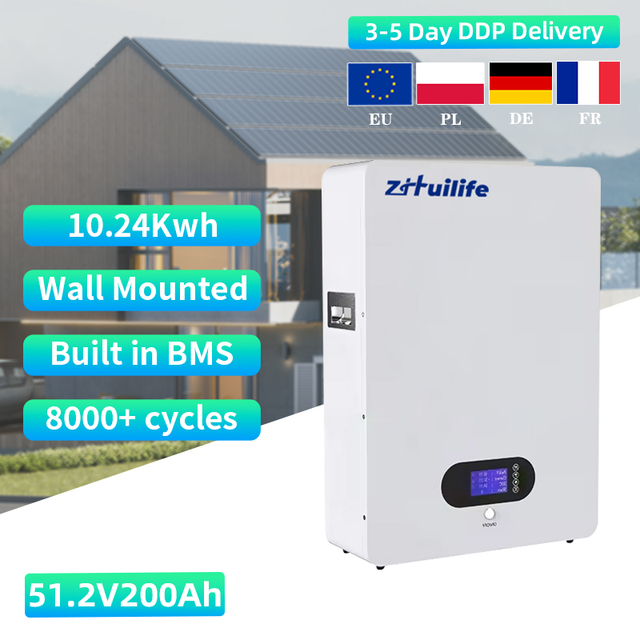 Power Wall-Mounted Split Solar Battery 51.2V 200Ah CAN Communication Home Energy Storage