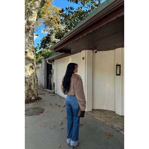 Parka Larga de Piel de Oveja Recubierta de Visón con Botones Decorativos y Estampado Teñido, Talla Grande, de Algodón Genuino - Product Image 1