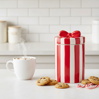 Boîtes de rangement en céramique en forme de tube cadeau en gros, en forme de bonbon, pour le rangement de la cuisine, boîte à biscuits, boîte à bonbons