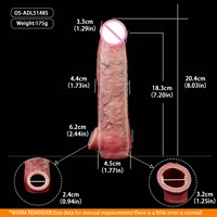 ORALSX Extension de pénis de 20,4 cm, agrandissement du pénis masculin, stimulation, amélioration, préservatif en silicone souple, préservatif réutilisable pour hommes