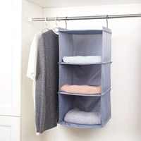 Accessoires d'organisation de placard domestique : Sacs de rangement suspendus pour vêtements, design pliable multi-niveaux, grande capacité, style vintage