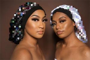 Bán buôn phụ nữ cô gái thiết kế nổi tiếng satin bonnets logo thương hiệu in mô hình sang trọng ngủ tóc bonnets với đàn hồi rộng ban nhạc - Product Image 6