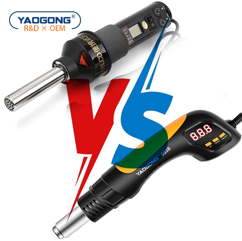 YAOGONG 8018 8032 8028 8038 OEM ODM Тепловая пушка для ремонта мобильного телефона инструмент цифровой горячий воздушный пистолет портативная станция для депайки