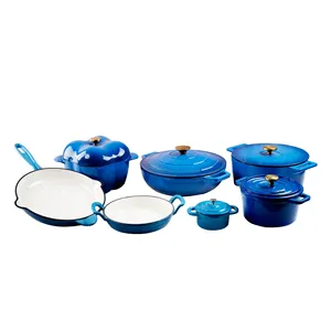 Pabrik Langsung Enamel Pot Set Panci Memasak Besi Cor Peralatan Masak Peralatan Memasak Belanda Oven Braisers Penggorengan Panset Peralatan Masak Set