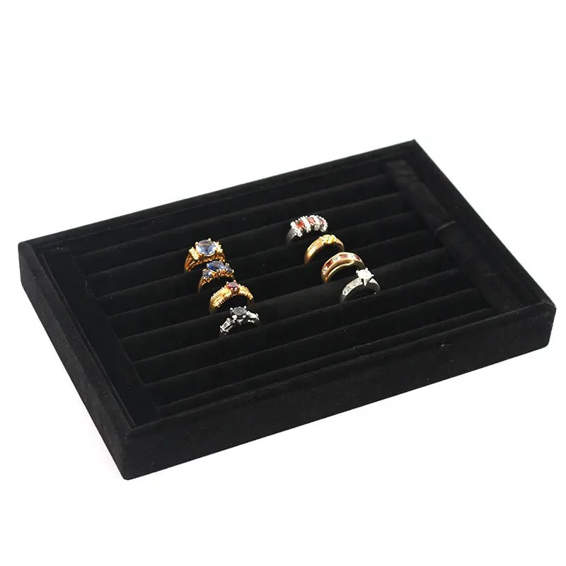 Black Lint Small Jewelry Display Stand Flannel Earrings Display Plate Ring Display Tray