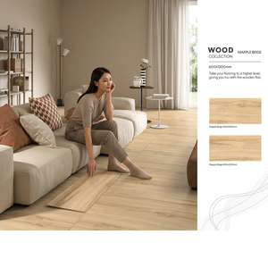 Carreaux de sol en porcelaine aspect bois brillant gris clair 600x1200mm, épaisseur 10mm, Inde, économiques, avec bord arrondi pour escaliers - Product Image 3