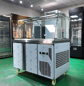 Table de préparation de salades compacte sous <span class=keywords><strong>comptoir</strong></span>, réfrigérateur à salades 2 portes, <span class=keywords><strong>comptoir</strong></span> à salades commercial en acier inoxydable pour café - Product Image 1