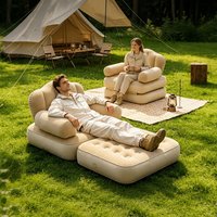 Canapé-lit gonflable intelligent double usage pour la maison, matelas paresseux en PVC floqué épaissi, pouf gonflable pliable pour la sieste de l'après-midi