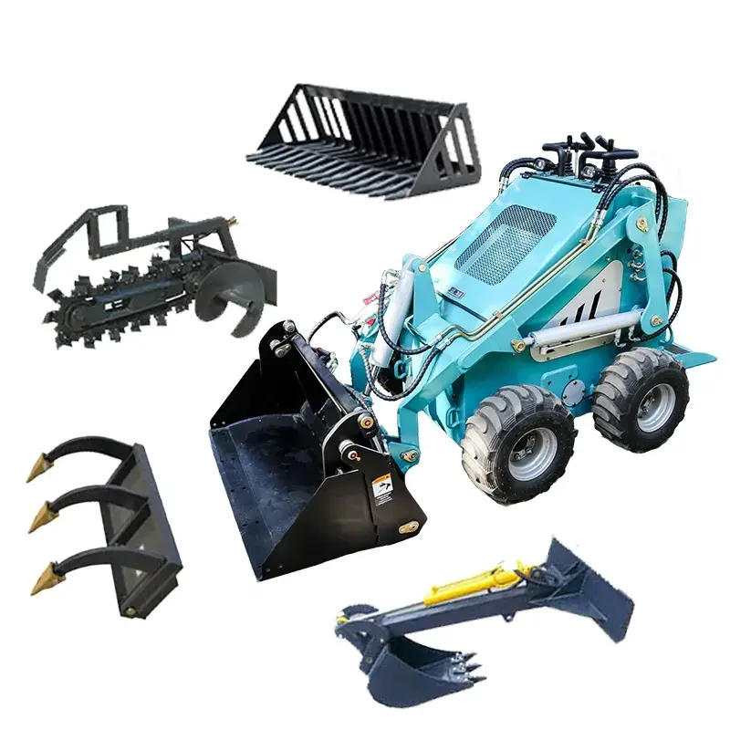 Gratis ongkos kirim!! Mesin pemuat roda skid mini 500kg 400kg, mesin pemuat roda mini skid steer mini murah