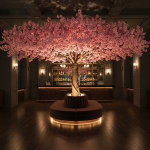 Ulivo Artificiale Personalizzato Alto 4 Metri con Tronco in Vetroresina Effetto Legno e Rami in Materiale Plastico per Bar - Product Image 5