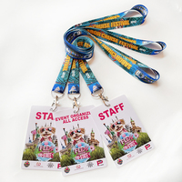 Lanière en polyester personnalisée résistante aux déchirures avec motif d'art populaire sublimé, logo imprimé, porte-badge d'identification pour le cou, vente en gros