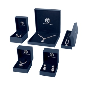 Boîte de présentation de bijoux bleue, emballage de bijoux haut de gamme personnalisé pour la vente au détail, boîte combinée rigide imbriquée sur mesure, Chine - Product Image 4