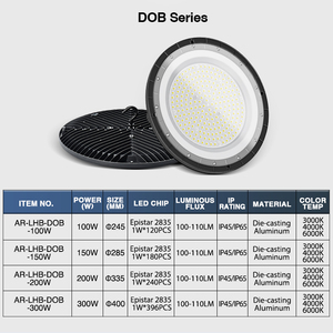 Nhà để xe kho Chiếu Sáng IP65 IP65 100W 150W 200W 300W 100-110lm/W DOB LED UFO ánh sáng bay cao cho bãi đậu xe siêu thị - Product Image 6