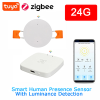 Détecteur de présence humaine ZigBee 24G avec temps de retard réglable de 2 à 1500 secondes, détecteur d'occupation humaine par radar, luminosité 0-2000LUX