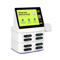 Borne de recharge commerciale pour smartphones à 8 emplacements, avec batterie Li-Polymère 8000 mAh, 60 W, écran tactile et paiement sans contact