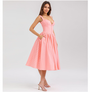 Abiti da sera in Chiffon lunghi personalizzati eleganti da donna rosa caldo - Product Image 4