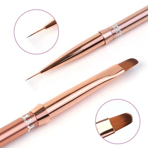 Gelsky Custom Logo Nail Art Brush Rose Gold Nails Art Metal Brushes Nail Art Tool Nylon Acrylic Brush