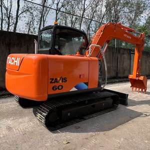 Excavatrice sur chenilles d'occasion HITACHI ZX60 d'origine japonaise, 6 tonnes, 29 kW, avec moteur Isuzu, boîte de vitesses et pompe, pour travaux d'aménagement paysager et d'agriculture - Product Image 1