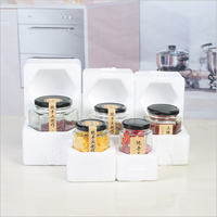 Emballage de miel Pot en verre hexagonal transparent de haute qualité 45ml-730ml pour confiture Sauce chili pâte de citron avec couvercle en métal