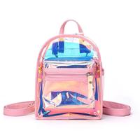 Sac à dos personnalisé en PVC holographique Sac à dos de voyage décontracté pour femmes et filles Mini sac à dos transparent brillant au laser