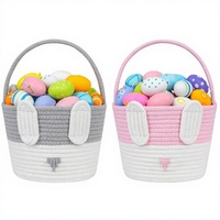 Panier cadeau vide en corde de coton pour la chasse aux œufs de Pâques, pour enfants et bébés, filles et garçons, doux, durable, sûr, décoration festive, cadeau