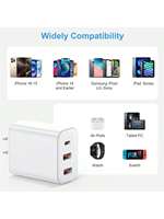 Charger Blok 20W dan Kabel Data 3-Port PD USB C & USB A, Charger Dinding Tipe C Kompatibel untuk iPhone 12-16 Pro Max