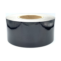 Étiquette personnalisée noire en PET vierge pour emballage de produits, bouteilles, expédition, imperméable, lavable, autocollante brillante en vinyle 4x6 en rouleau