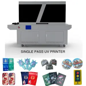 Single pass printer digital machine One pass printer CMYK UV printing machine for PP ,PVC, wooden,metal,rubber,glass
