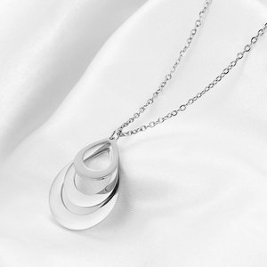 Teardrop Stainless Steel Pendant Necklace Laser Engraved <b>Name</b> Personalized Gift For Couples Friends Daily Wear Silver Gold <b>Chain</b> - Product Image 2