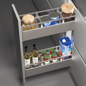 Cooper Seasoning Pull-Out Basket Double-Layer Aluminum Alloy <b>Kitchen</b> Cabinet Organizer <b>Storage</b> Drawer Right Left 200mm - Product Image 2