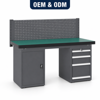 Banc d'atelier professionnel pour mécanicien avec rangement multi-tiroirs, armoire verrouillable, panneau perforé, prise de courant et table d'atelier