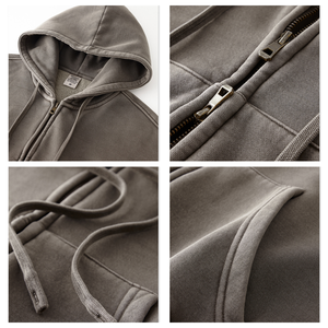 Cardigan <span class=keywords><strong>con</strong></span> Cappuccio Personalizzato per Donna, Stile Vintage Caldo e Consumato, <span class=keywords><strong>con</strong></span> Doppia <span class=keywords><strong>Zip</strong></span> Intera, Foderato in Pile Peluche - Product Image 2