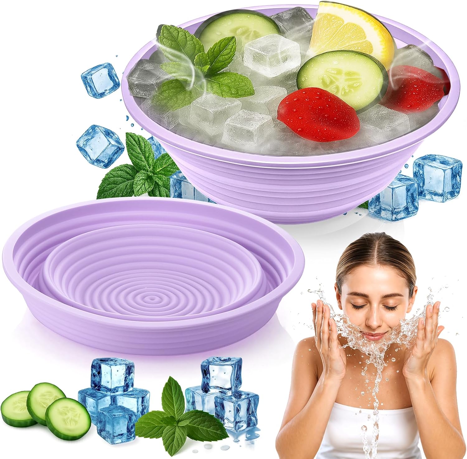 YIN Rouleau à glace en silicone pour le visage Moule à glace