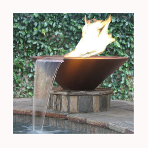 Fuente pequeña esférica decorativa de jardín de acero inoxidable personalizada Esfera de acero Corten Fuente de jardín con función de agua - Product Image 6