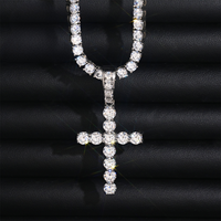 Pendentif Croix en Moissanite en Acier Inoxydable 316 Prêt à Porter, Bijoux Hip-Hop, Pendentif Serti de Pierres, Argent Sterling 925
