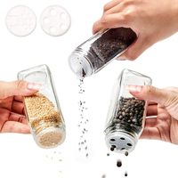 Bocaux à épices en verre Bouteilles vides de 4oz pour épices, carrées et transparentes, contenants d'assaisonnement, couvercles à secouer et bouchons hermétiques en métal
